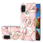 Custodia antiurto in TPU con motivo floreale in marmo con giunzione elettrolitica con supporto per anello di strass, For Samsung Galaxy A02s 164mm, For Samsung Galaxy A02S 166mm, For Samsung Galaxy A12 5G/F12/M12, For Samsung Galaxy A21s               ...