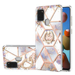 Custodia antiurto in TPU con motivo floreale in marmo con giunzione elettrolitica con supporto per anello di strass, For Samsung Galaxy A02s 164mm, For Samsung Galaxy A02S 166mm, For Samsung Galaxy A12 5G/F12/M12, For Samsung Galaxy A21s               ...