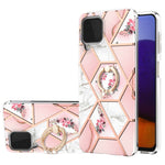 Custodia antiurto in TPU con motivo floreale in marmo con giunzione elettrolitica con supporto per anello di strass, For Samsung Galaxy A02s 164mm, For Samsung Galaxy A02S 166mm, For Samsung Galaxy A12 5G/F12/M12, For Samsung Galaxy A21s               ...