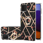 Custodia antiurto in TPU con motivo floreale in marmo con giunzione elettrolitica con supporto per anello di strass, For Samsung Galaxy A02s 164mm, For Samsung Galaxy A02S 166mm, For Samsung Galaxy A12 5G/F12/M12, For Samsung Galaxy A21s               ...