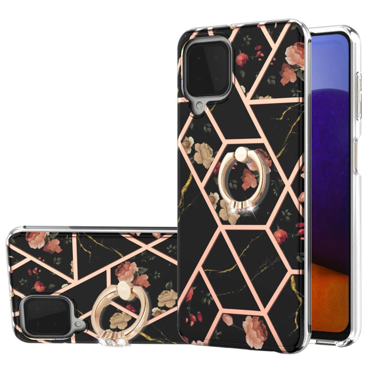 Custodia antiurto in TPU con motivo floreale in marmo con giunzione elettrolitica con supporto per anello di strass, For Samsung Galaxy A02s 164mm, For Samsung Galaxy A02S 166mm, For Samsung Galaxy A12 5G/F12/M12, For Samsung Galaxy A21s               ...