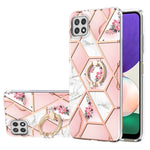 Custodia antiurto in TPU con motivo floreale in marmo con giunzione elettrolitica con supporto per anello di strass, For Samsung Galaxy A02s 164mm, For Samsung Galaxy A02S 166mm, For Samsung Galaxy A12 5G/F12/M12, For Samsung Galaxy A21s               ...