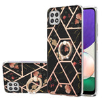 Custodia antiurto in TPU con motivo floreale in marmo con giunzione elettrolitica con supporto per anello di strass, For Samsung Galaxy A02s 164mm, For Samsung Galaxy A02S 166mm, For Samsung Galaxy A12 5G/F12/M12, For Samsung Galaxy A21s               ...
