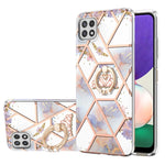 Custodia antiurto in TPU con motivo floreale in marmo con giunzione elettrolitica con supporto per anello di strass, For Samsung Galaxy A02s 164mm, For Samsung Galaxy A02S 166mm, For Samsung Galaxy A12 5G/F12/M12, For Samsung Galaxy A21s               ...