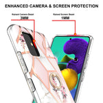 Custodia antiurto in TPU con motivo floreale in marmo con giunzione elettrolitica con supporto per anello di strass, For Samsung Galaxy A51 5G, For Samsung Galaxy A51 4G, For Samsung Galaxy A52 5G / 4G, For Samsung Galaxy A72 5G / 4G                   ...
