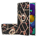Custodia antiurto in TPU con motivo floreale in marmo con giunzione elettrolitica con supporto per anello di strass, For Samsung Galaxy A51 5G, For Samsung Galaxy A51 4G, For Samsung Galaxy A52 5G / 4G, For Samsung Galaxy A72 5G / 4G                   ...