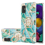 Custodia antiurto in TPU con motivo floreale in marmo con giunzione elettrolitica con supporto per anello di strass, For Samsung Galaxy A51 5G, For Samsung Galaxy A51 4G, For Samsung Galaxy A52 5G / 4G, For Samsung Galaxy A72 5G / 4G                   ...