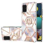 Custodia antiurto in TPU con motivo floreale in marmo con giunzione elettrolitica con supporto per anello di strass, For Samsung Galaxy A51 5G, For Samsung Galaxy A51 4G, For Samsung Galaxy A52 5G / 4G, For Samsung Galaxy A72 5G / 4G                   ...