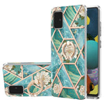 Custodia antiurto in TPU con motivo floreale in marmo con giunzione elettrolitica con supporto per anello di strass, For Samsung Galaxy A51 5G, For Samsung Galaxy A51 4G, For Samsung Galaxy A52 5G / 4G, For Samsung Galaxy A72 5G / 4G                   ...