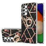 Custodia antiurto in TPU con motivo floreale in marmo con giunzione elettrolitica con supporto per anello di strass, For Samsung Galaxy A51 5G, For Samsung Galaxy A51 4G, For Samsung Galaxy A52 5G / 4G, For Samsung Galaxy A72 5G / 4G                   ...
