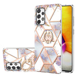 Custodia antiurto in TPU con motivo floreale in marmo con giunzione elettrolitica con supporto per anello di strass, For Samsung Galaxy A51 5G, For Samsung Galaxy A51 4G, For Samsung Galaxy A52 5G / 4G, For Samsung Galaxy A72 5G / 4G                   ...