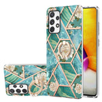 Custodia antiurto in TPU con motivo floreale in marmo con giunzione elettrolitica con supporto per anello di strass, For Samsung Galaxy A51 5G, For Samsung Galaxy A51 4G, For Samsung Galaxy A52 5G / 4G, For Samsung Galaxy A72 5G / 4G                   ...