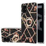 Custodia antiurto in TPU con motivo floreale in marmo con giunzione elettrolitica con supporto per anello di strass, For Samsung Galaxy A51 5G, For Samsung Galaxy A51 4G, For Samsung Galaxy A52 5G / 4G, For Samsung Galaxy A72 5G / 4G                   ...