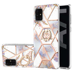 Custodia antiurto in TPU con motivo floreale in marmo con giunzione elettrolitica con supporto per anello di strass, For Samsung Galaxy A51 5G, For Samsung Galaxy A51 4G, For Samsung Galaxy A52 5G / 4G, For Samsung Galaxy A72 5G / 4G                   ...