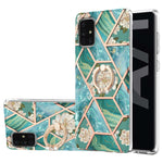 Custodia antiurto in TPU con motivo floreale in marmo con giunzione elettrolitica con supporto per anello di strass, For Samsung Galaxy A51 5G, For Samsung Galaxy A51 4G, For Samsung Galaxy A52 5G / 4G, For Samsung Galaxy A72 5G / 4G                   ...