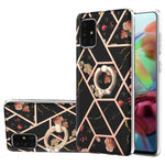 Custodia antiurto in TPU con motivo floreale in marmo con giunzione elettrolitica con supporto per anello di strass, For Samsung Galaxy A51 5G, For Samsung Galaxy A51 4G, For Samsung Galaxy A52 5G / 4G, For Samsung Galaxy A72 5G / 4G                   ...