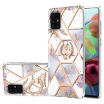Custodia antiurto in TPU con motivo floreale in marmo con giunzione elettrolitica con supporto per anello di strass, For Samsung Galaxy A51 5G, For Samsung Galaxy A51 4G, For Samsung Galaxy A52 5G / 4G, For Samsung Galaxy A72 5G / 4G                   ...