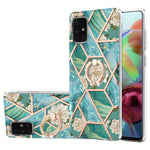 Custodia antiurto in TPU con motivo floreale in marmo con giunzione elettrolitica con supporto per anello di strass, For Samsung Galaxy A51 5G, For Samsung Galaxy A51 4G, For Samsung Galaxy A52 5G / 4G, For Samsung Galaxy A72 5G / 4G                   ...