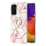 Custodia antiurto in TPU con motivo floreale in marmo con giunzione elettrolitica con supporto per anello di strass, For Samsung Galaxy A82 5G, For Samsung Galaxy M11/A11 US/EU