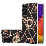 Custodia antiurto in TPU con motivo floreale in marmo con giunzione elettrolitica con supporto per anello di strass, For Samsung Galaxy A82 5G, For Samsung Galaxy M11/A11 US/EU