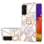 Custodia antiurto in TPU con motivo floreale in marmo con giunzione elettrolitica con supporto per anello di strass, For Samsung Galaxy A82 5G, For Samsung Galaxy M11/A11 US/EU