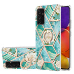 Custodia antiurto in TPU con motivo floreale in marmo con giunzione elettrolitica con supporto per anello di strass, For Samsung Galaxy A82 5G, For Samsung Galaxy M11/A11 US/EU