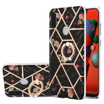 Custodia antiurto in TPU con motivo floreale in marmo con giunzione elettrolitica con supporto per anello di strass, For Samsung Galaxy A82 5G, For Samsung Galaxy M11/A11 US/EU