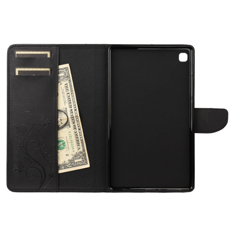 Custodia in pelle a vibrazione orizzontale con motivo a fiore di farfalla con supporto, fessure per carte e portafoglio, For Samsung Galaxy Tab A7 Lite / T220, For Samsung Galaxy Tab S6 Lite / P610