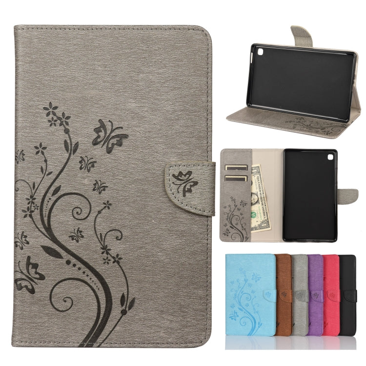 Custodia in pelle a vibrazione orizzontale con motivo a fiore di farfalla con supporto, fessure per carte e portafoglio, For Samsung Galaxy Tab A7 Lite / T220, For Samsung Galaxy Tab S6 Lite / P610