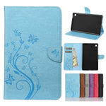 Custodia in pelle a vibrazione orizzontale con motivo a fiore di farfalla con supporto, fessure per carte e portafoglio, For Samsung Galaxy Tab A7 Lite / T220, For Samsung Galaxy Tab S6 Lite / P610