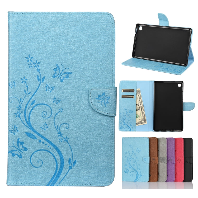 Custodia in pelle a vibrazione orizzontale con motivo a fiore di farfalla con supporto, fessure per carte e portafoglio, For Samsung Galaxy Tab A7 Lite / T220, For Samsung Galaxy Tab S6 Lite / P610