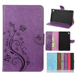 Custodia in pelle a vibrazione orizzontale con motivo a fiore di farfalla con supporto, fessure per carte e portafoglio, For Samsung Galaxy Tab A7 Lite / T220, For Samsung Galaxy Tab S6 Lite / P610