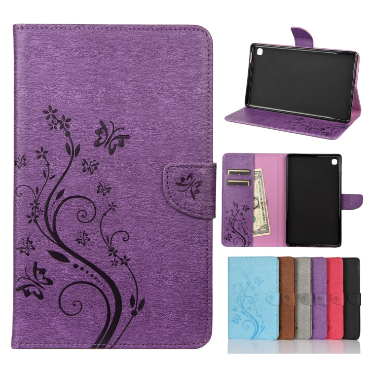 Custodia in pelle a vibrazione orizzontale con motivo a fiore di farfalla con supporto, fessure per carte e portafoglio, For Samsung Galaxy Tab A7 Lite / T220, For Samsung Galaxy Tab S6 Lite / P610