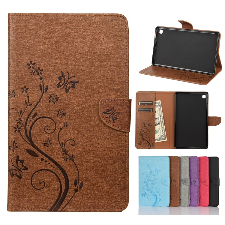 Custodia in pelle a vibrazione orizzontale con motivo a fiore di farfalla con supporto, fessure per carte e portafoglio, For Samsung Galaxy Tab A7 Lite / T220, For Samsung Galaxy Tab S6 Lite / P610