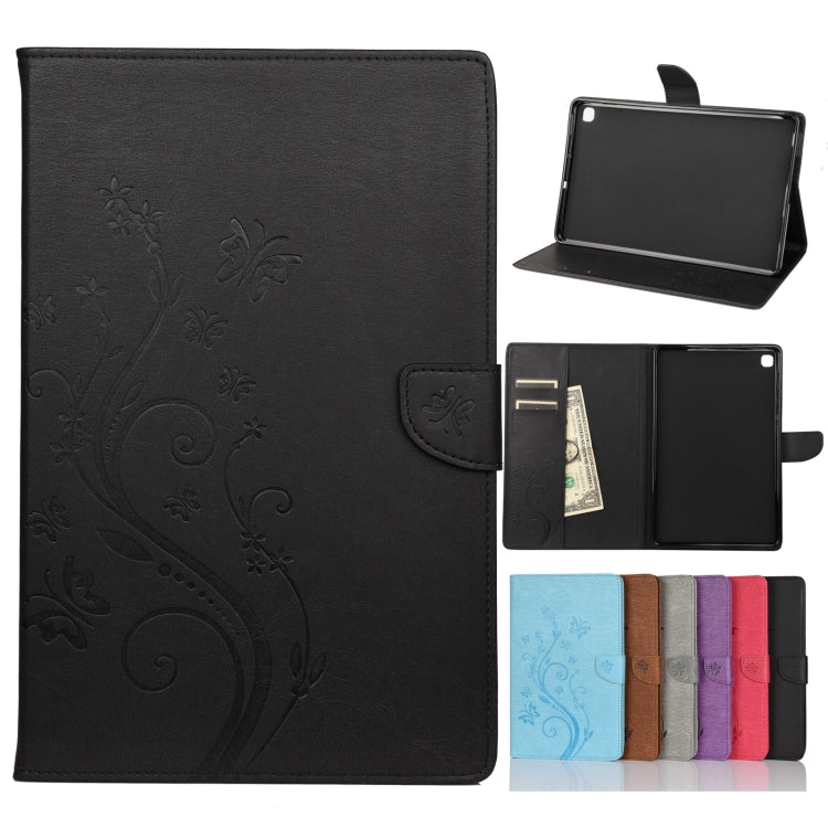 Custodia in pelle a vibrazione orizzontale con motivo a fiore di farfalla con supporto, fessure per carte e portafoglio, For Samsung Galaxy Tab A7 Lite / T220, For Samsung Galaxy Tab S6 Lite / P610