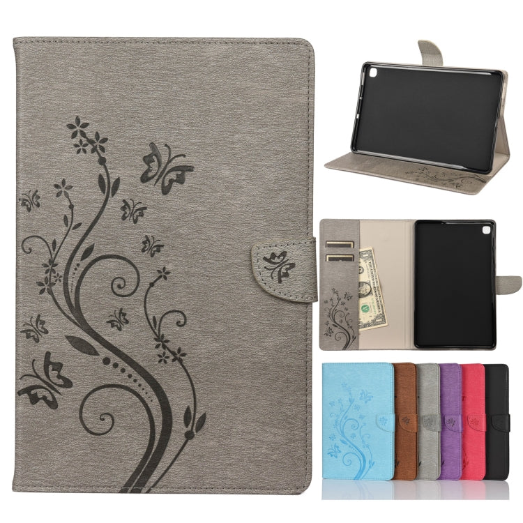 Custodia in pelle a vibrazione orizzontale con motivo a fiore di farfalla con supporto, fessure per carte e portafoglio, For Samsung Galaxy Tab A7 Lite / T220, For Samsung Galaxy Tab S6 Lite / P610
