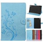 Custodia in pelle a vibrazione orizzontale con motivo a fiore di farfalla con supporto, fessure per carte e portafoglio, For Samsung Galaxy Tab A7 Lite / T220, For Samsung Galaxy Tab S6 Lite / P610
