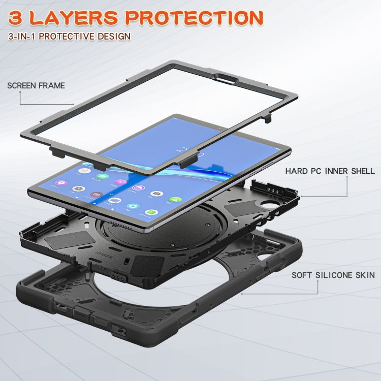 Custodia protettiva in silicone + PC con supporto e tracolla, For Lenovo Tab M10 HD 2020 X306X/F, For Lenovo Tab M10 Plus, For Lenovo XiaoXin Pad 11 / Pad 11 Plus 2021 / Pad 2022, For Samsung Galaxy Tab Active Pro / 4 Pro / 5 Pro                       ...