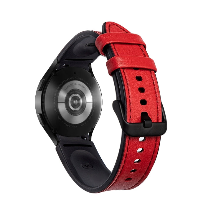 Cinturino di ricambio per cinturino con fibbia nera in silicone + pelle, For Samsung Galaxy Watch4