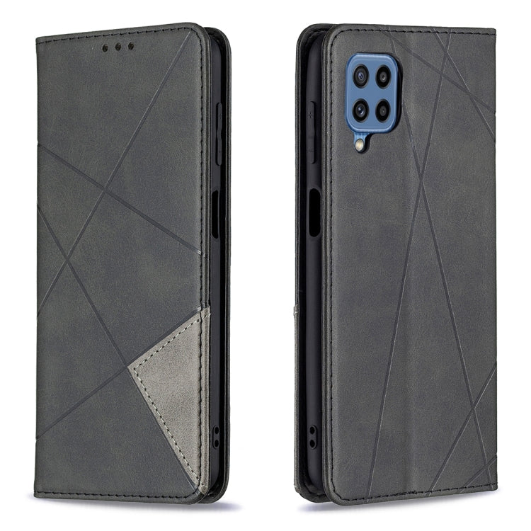 Custodia in pelle magnetica a rotazione orizzontale con struttura a rombo con supporto e slot per schede, For Samsung Galaxy M32