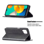 Custodia in pelle magnetica a rotazione orizzontale con struttura a rombo con supporto e slot per schede, For Samsung Galaxy M32
