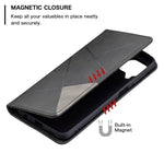 Custodia in pelle magnetica a rotazione orizzontale con struttura a rombo con supporto e slot per schede, For Samsung Galaxy M32