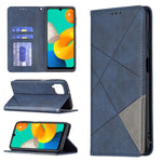 Custodia in pelle magnetica a rotazione orizzontale con struttura a rombo con supporto e slot per schede, For Samsung Galaxy M32