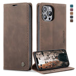 Custodia portafoglio in pelle con slot carte per iPhone 13