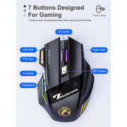 iMICE GW-X7 Mouse da gioco wireless ricaricabile silenzioso a 7 pulsanti con luci RGB colorate, GW-X7 2.4G