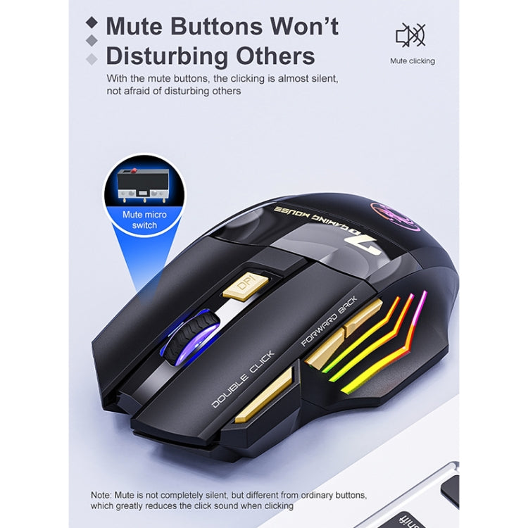 iMICE GW-X7 Mouse da gioco wireless ricaricabile silenzioso a 7 pulsanti con luci RGB colorate, GW-X7 2.4G