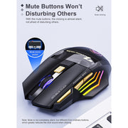 iMICE GW-X7 Mouse da gioco wireless ricaricabile silenzioso a 7 pulsanti con luci RGB colorate, GW-X7 2.4G