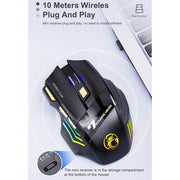 iMICE GW-X7 Mouse da gioco wireless ricaricabile silenzioso a 7 pulsanti con luci RGB colorate, GW-X7 2.4G