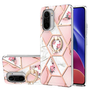 Custodia antiurto in TPU con motivo floreale in marmo con giunzione elettrolitica con supporto per anello di strass, For Xiaomi Mi 11i, For Xiaomi Poco M3, For Xiaomi Redmi 9A, For Xiaomi Mi 10 Lite, For Xiaomi Mi 10T Lite, For Xiaomi Mi 10T / Mi 10T Pro