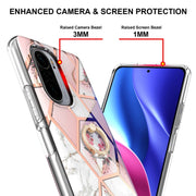 Custodia antiurto in TPU con motivo floreale in marmo con giunzione elettrolitica con supporto per anello di strass, For Xiaomi Mi 11i, For Xiaomi Poco M3, For Xiaomi Redmi 9A, For Xiaomi Mi 10 Lite, For Xiaomi Mi 10T Lite, For Xiaomi Mi 10T / Mi 10T Pro